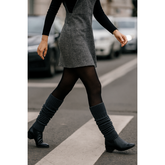 Šiltos, storos 90% vilnos blauzdinės Pilka melanžas