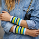 Striped  Short Wristbands Blue white green