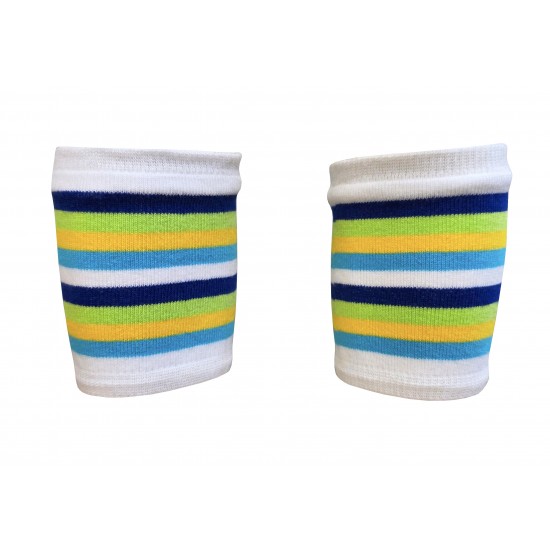 Striped  Short Wristbands Blue white green