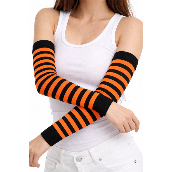 Striped Universal Arm and Leg Sleeves Black orange