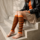 Striped Universal Arm and Leg Sleeves Black orange