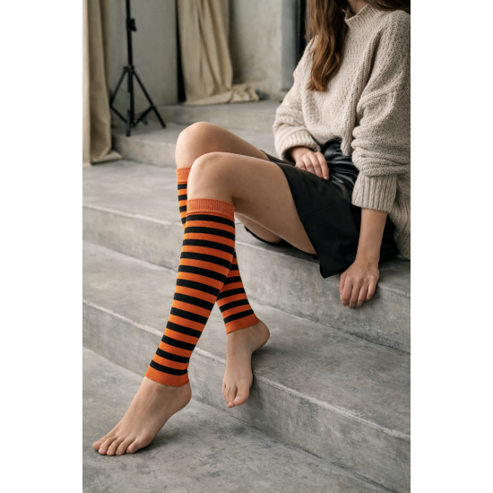 Striped Universal Arm and Leg Sleeves Black orange