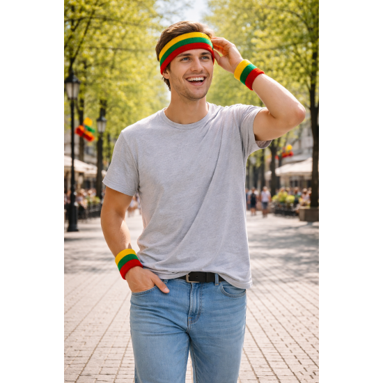 Lithuanian-themed headband and wrist warmers