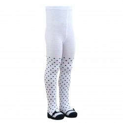 Fancy white tights for kids Dots and ribbons