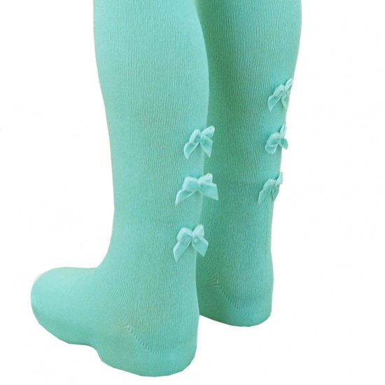Fancy mint color tights for kids Ribbons