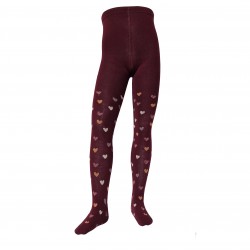 Sparkling tights for kids bordeaux Hearts 