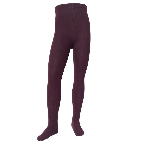 Organic cotton plain tights for kids Eggplant