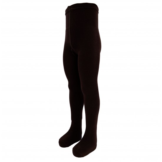 Organic cotton plain tights for kids Chocolate