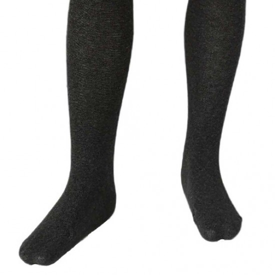 Dark grey melange plain tights for kids