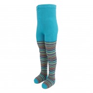 Warm plush tights for kids Turquoise stripes