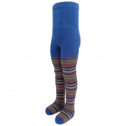 Warm plush tights for kids Blue stripes