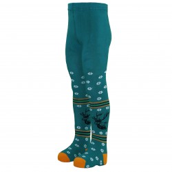 Warm plush tights for kids Blue deer