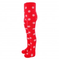 Warm plush tights for kids Red penguin