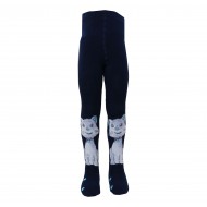 Warm plush tights for kids Dark blue kitten