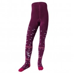 Warm plush tights for kids Purple deer