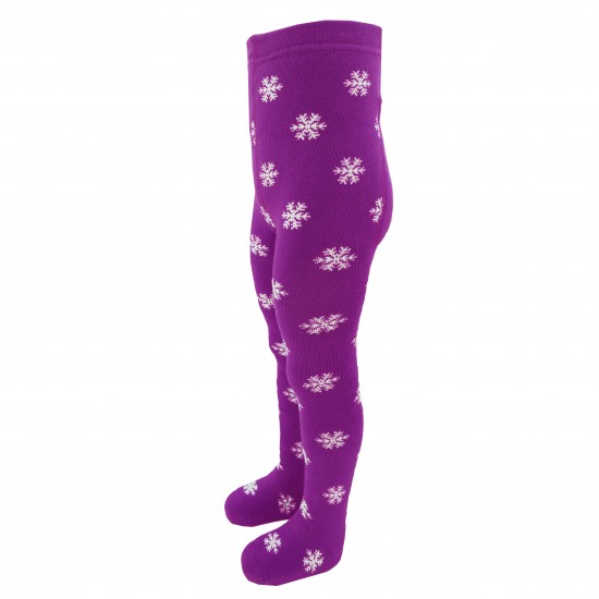 Non-slip warm plush tights for kids purple Penguin