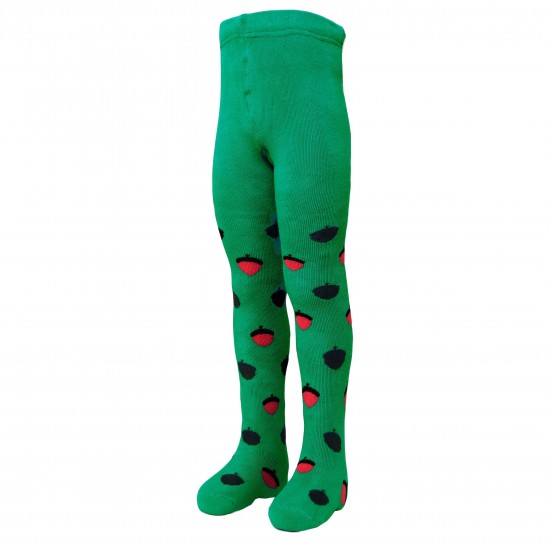 Warm plush tights for kids Green squirrel