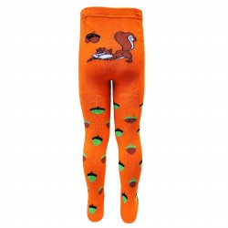 Warm plush tights for kids Orange squirrel