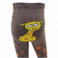Warm plush tights for kids Brown Giraffe
