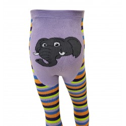 Warm plush tights for kids Purple Elephant