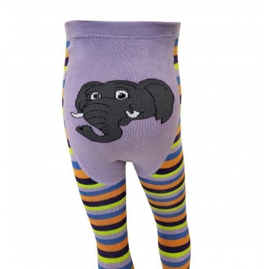 Warm plush tights for kids Purple Elephant