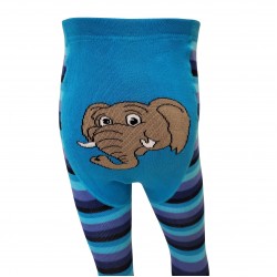 Warm plush tights for kids Turquoise Elephant