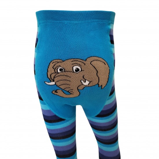 Warm plush tights for kids Turquoise Elephant