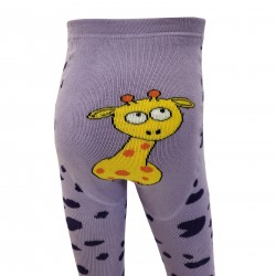Warm plush tights for kids Purple Giraffe