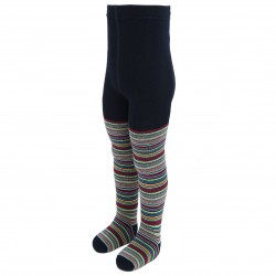 Non-slip warm plush tights for kids dark blue Stripes
