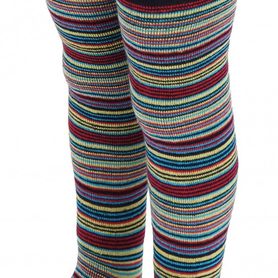 Non-slip warm plush tights for kids dark blue Stripes