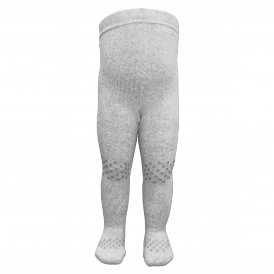 Crawling plush tights for babies Light grey melange