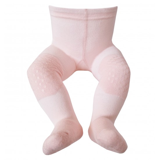 Gumuotos pėdkelnės paminkštintais keliais ir pėdomis ropojantiems kūdikiams Šviesiai rožinė