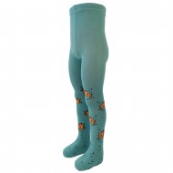 Dusty sky blue tights for kids Orange fish