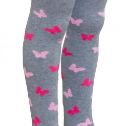 Non-slip grey tights for kids Butterflies