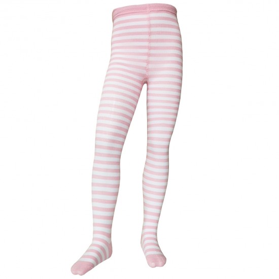 Striped tights for kids Light pink white