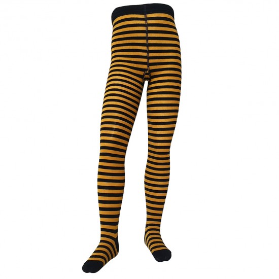 Striped tights for kids Mustard dark blue