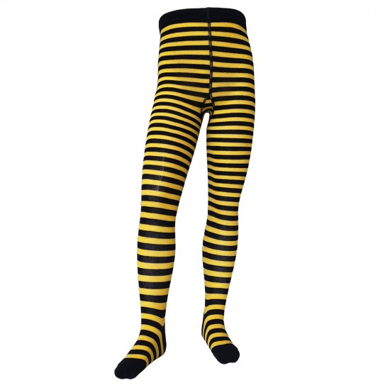 Striped tights for kids Yellow dark blue