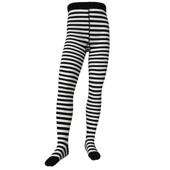 Striped tights for kids Black white