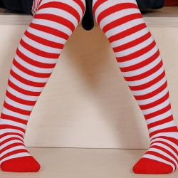 Striped tights for kids Red white