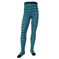 Striped tights for kids Dark blue turquoise