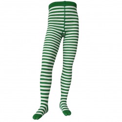 Striped tights for kids Green white