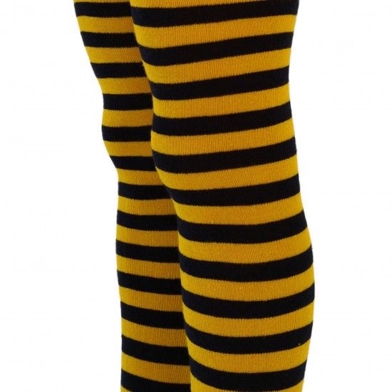 Striped tights for kids Mustard dark blue