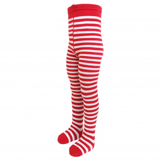 Striped tights for kids Red white