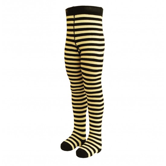 Striped tights for kids Black cream