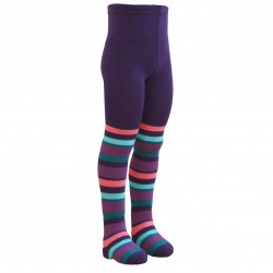 Purple tights for kids Multicolored stripes