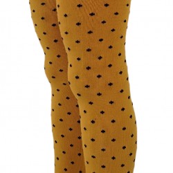 Mustard color tights for kids Small dots
