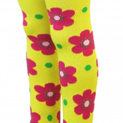 Yellow tights for kids Flowers and dots