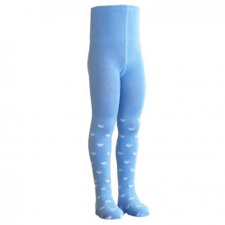 Sky blue tights for kids White hearts