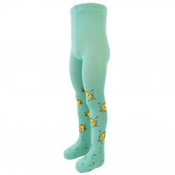Mint color tights for kids Orange fish