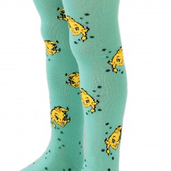 Mint color tights for kids Orange fish